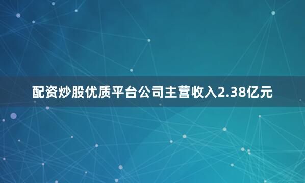 配资炒股优质平台公司主营收入2.38亿元